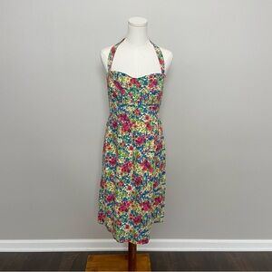 Anthropologie Girl From Savoy Dress Halter Strapless Floral Garden Party Retro